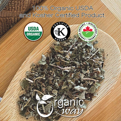 Organic Way Blackberry Leaf (Rubus fruticosus) Cut & Sifted - Herbal Tea | European Wild-Harvest | Organic & Kosher Certified | Non GMO & Gluten Free | USDA Certified | Origin - Albania (1/4LBS / 4Oz)