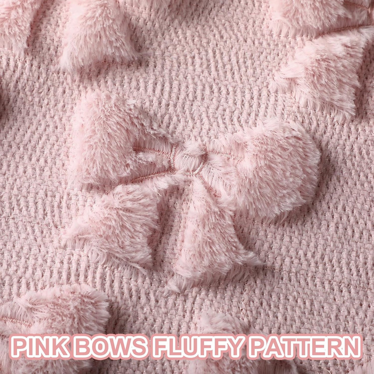 Mixweer Pink Bow Pillow Covers - Set of 2 Soft Faux Fur Decorative Aesthetic Pillowcases | 18 x 18 Inch