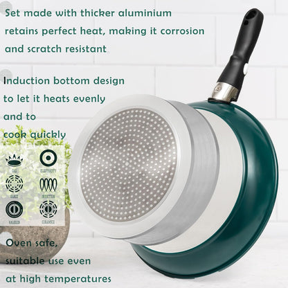 Moss & Stone Nonstick Aluminum Pots and Pans Set - 10-Piece Stackable Cookware in Blue | Dishwasher Safe