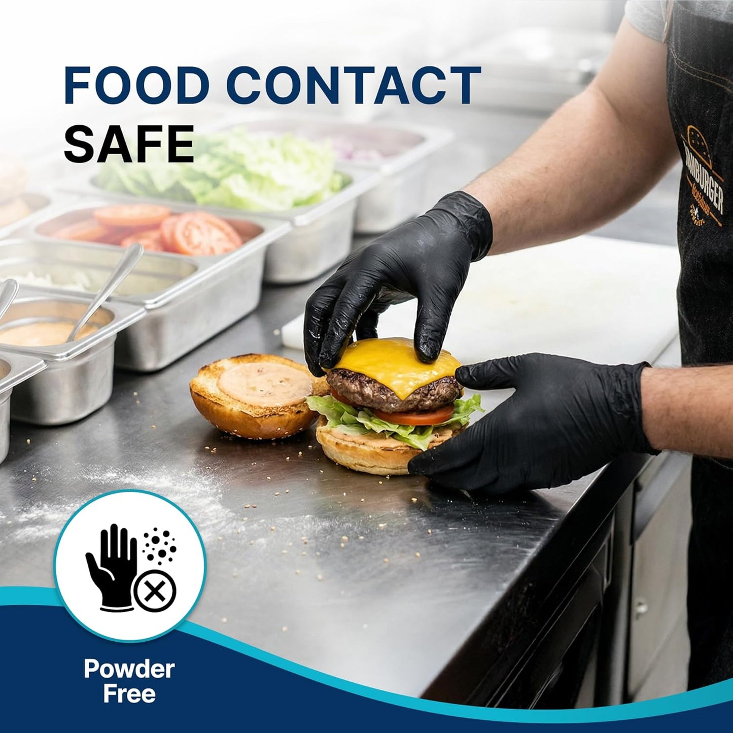Schneider Nitrile Exam Gloves - 4 Mil Black Disposable, Latex-Free & Food Safe for Cooking & Prep