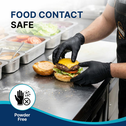 Schneider Nitrile Exam Gloves, 4 Mil Black Gloves Disposable Latex Free Powder Free, Food Safe for Cooking, Food Prep, Clean (200, Medium)