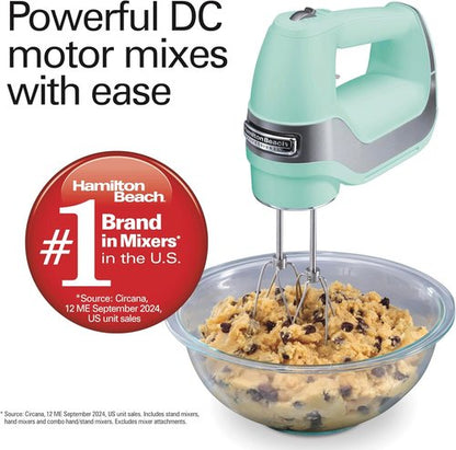 Hamilton Beach Professional 5-Speed Electric Hand Mixer - QuickBurst with Snap-On Storage Case, Mint