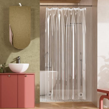 Titanker Stall Shower Curtain Liner 48x72, Clear Lightweight PEVA Shower Curtains for Bathroom, Waterproof Single Shower Liner with 2 Magnets and Rustproof Grommet Holes