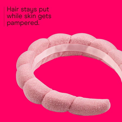 Conair Spa Makeup Headband - Ultra-Absorbent Microfiber, Soft Terry Cloth, Pink Bubble Design