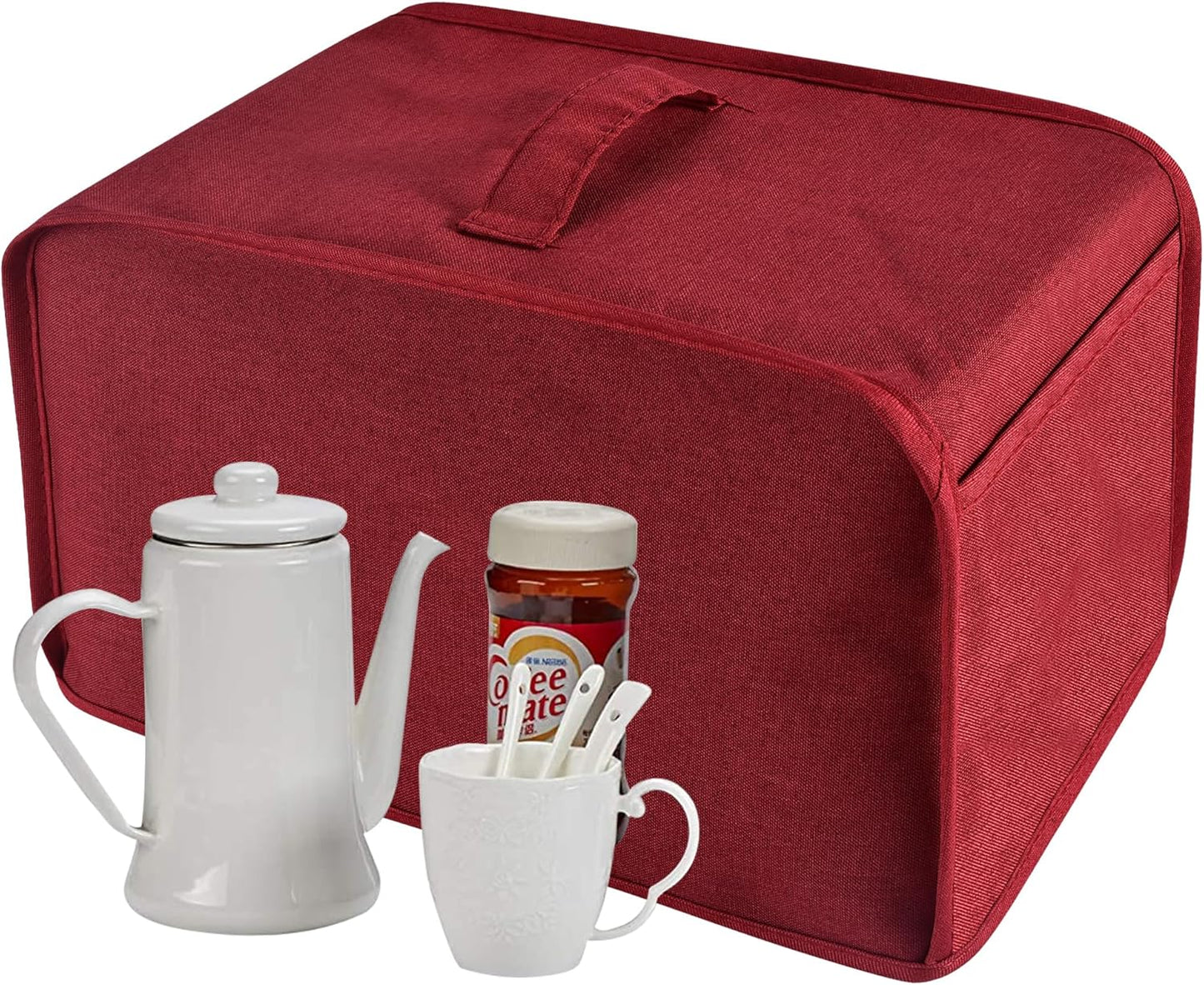 Red Toaster Cover - Dust & Fingerprint Protection with 2 Pockets | Machine Washable for 2 Slice Toasters