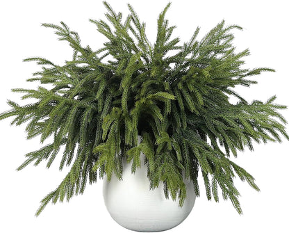 Skiennix 16 Pcs Real Touch Norfolk Pine Branches - 18" Faux Greenery for DIY Crafts & Home Decor