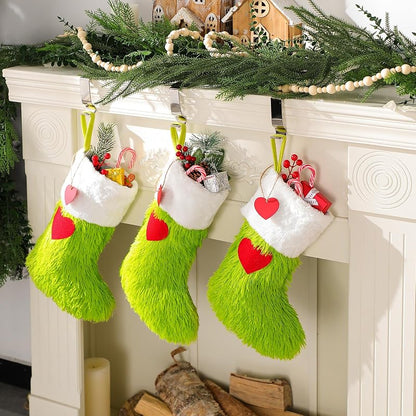 Cozypower 6-Piece Green Christmas Stocking Set – 18 Inch Faux Fur Holiday Stockings (Variation: 6)