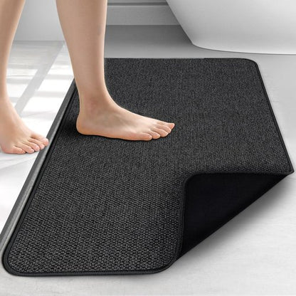 HOMTEB Bath Mat 17x27Inch, Thin Bath Mats Rugs with Rubber Backing Non-Slip, Absorbent,Quick Dry Machine Washable, Home Decor Accessories Cozy Cloth Bathroom Rugs fit Under Door/Sink/Tub-Black