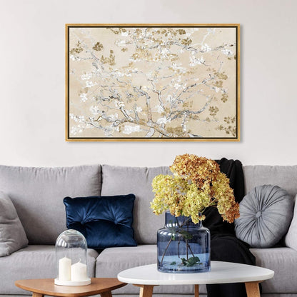 Oliver Gal Canvas Print - Van Gogh in Golden Blossoms Wall Art for Living Room & Bedroom | 36" x 24" Gold Frame