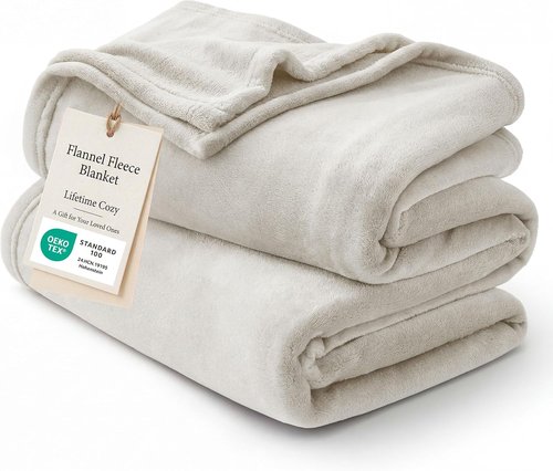 Bedsure GentleSoft Fleece Blanket - Cozy Small Throw for Kids | 43x55 Inches, Linen