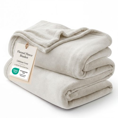 Bedsure Fleece Blanket Twin Blanket Linen - 280GSM Soft Lightweight Plush Cozy Blankets for Bed, Sofa, Couch, Travel, Camping