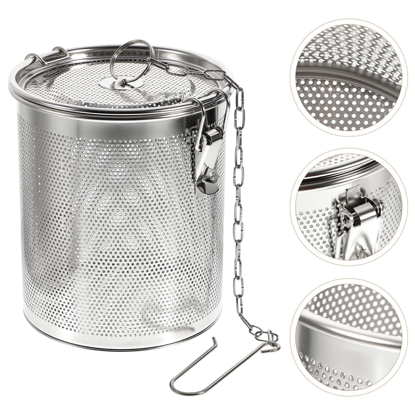 Yardwe Stainless Steel Tea Ball Strainer, Tea infuser with Extended Chain Hook, Fine Mesh Cooking Infuser for Loose Leaf Tea Seasonings (5.5 x 5.9 Inch)