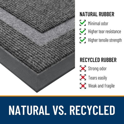 OLANLY Front Door Mat Indoor Outdoor Entrance, Waterproof All-Season, All-Weather Doormat, Sturdy Natural Rubber, Fade Resistant, Low Profile, Easy Clean Patio Porch Entryway Mat, 47x32, Dark Grey
