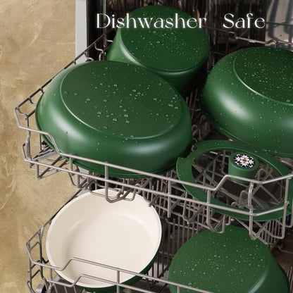 CAROTE 19-Piece Ceramic Cookware Set - Non-Stick, Non-Toxic, Detachable Handle, Induction & Dishwasher Safe, Green