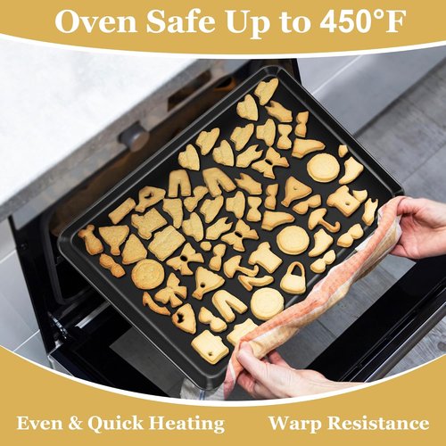 E-far Non-Stick Baking Sheet - 16x12 Inch Carbon Steel Cookie Pan for Easy Oven Roasting & Baking