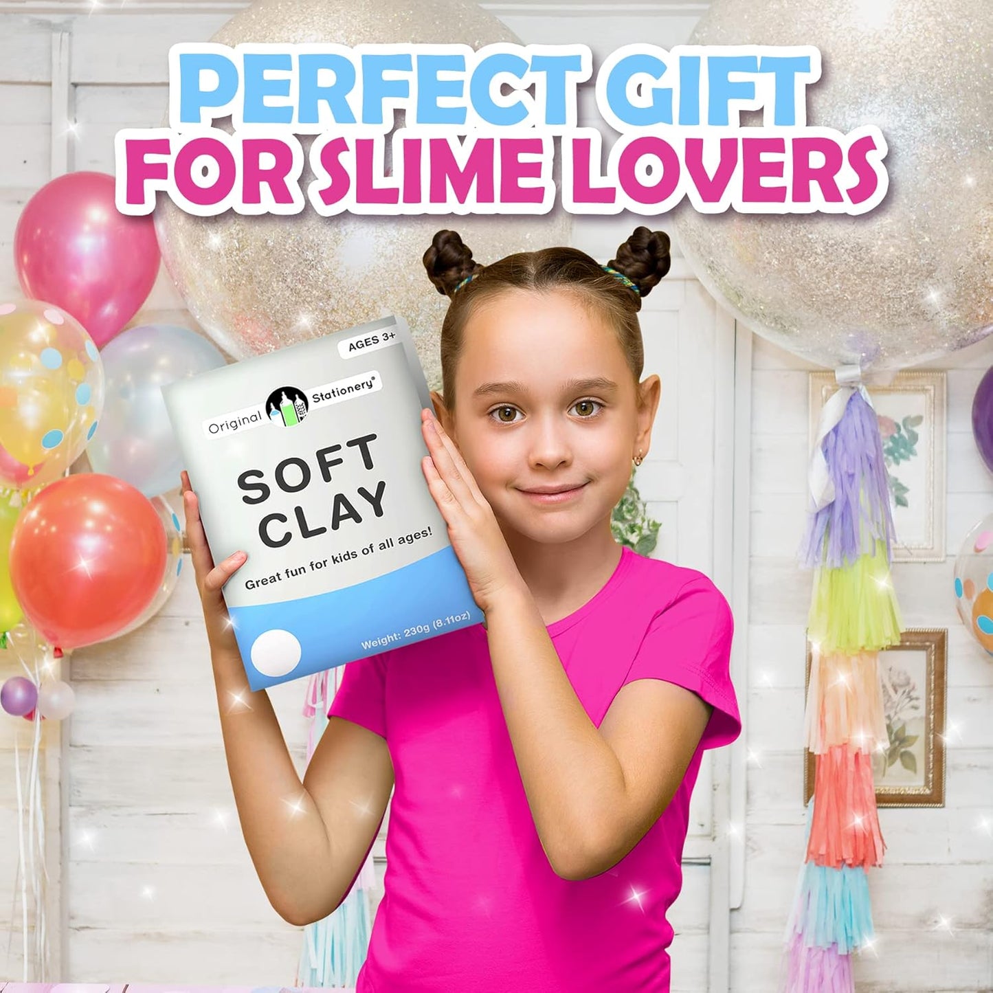 Original Stationery Soft Clay - White Foam Clay Add-In for Slime Making | 230g (8.1 oz) Stretchy Air-Dry Texture