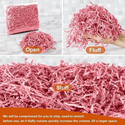 Darfukei Easter Crinkle Paper Filler, Valentine's Day Shredded Paper For Gift Baskets 1/2LB (8 oz) , Pink Mother's Gifts Day Baskets Grass, Crinkle Cut Papers Shred For Birthdays, Weddings,Boxes Bags, Basket Filler ,Anniversaries,Gift Wrapping