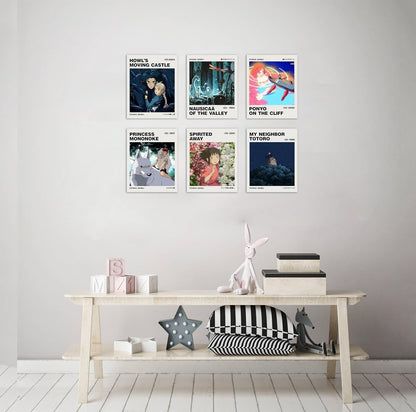 Ouroboros Art & Design Studio Ghibli Anime Posters - Hayao Miyazaki Wall Decor - Pack of 6 | 8x10 Inch, 300 GSM Paper