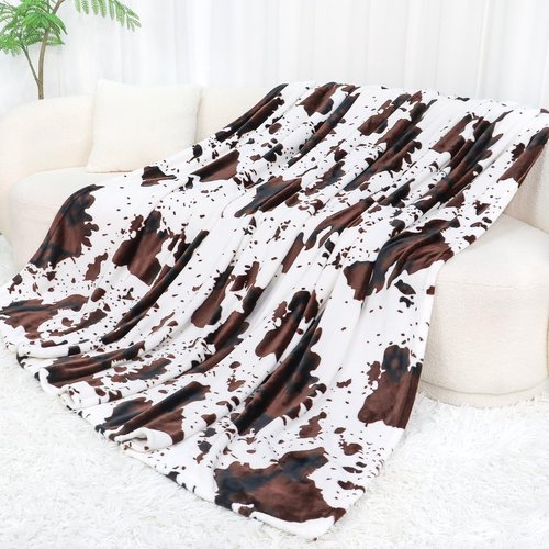 Cow Print Blanket King Size, Super Soft Cozy Plush Cow Blankets, Lightweight Microfiber Fleece Throw for Couch Sofa Bed 90"x108"