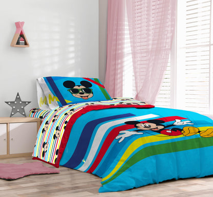 Sunny Side Up Disney Mickey Mouse Twin Comforter Set - 5 Piece Kids Bedding Includes Comforter, Sheets & Pillow Cover - Super Soft Microfiber Bed Set
