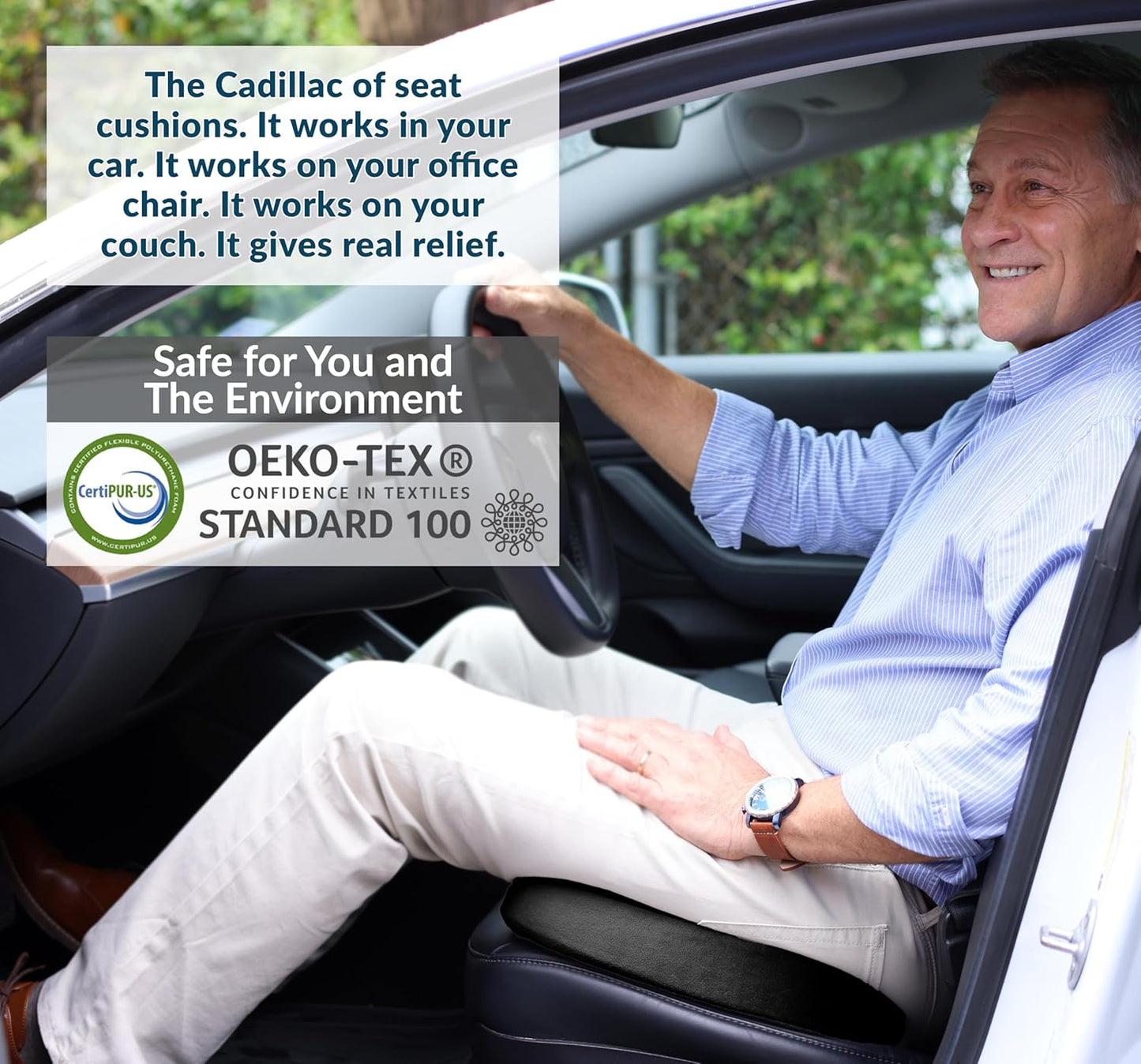 ComfiLife Premium Gel & Memory Foam Seat Cushion - Doctor Recommended for Back & Sciatica Pain Relief | Black Office & Car Seat Cushion