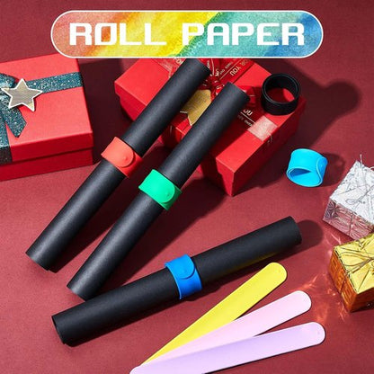 Leyndo Wrapping Paper Roll Holder Clips - 32 Pcs Silicone-Covered Metal Strips | 1 x 9 in for Gifts