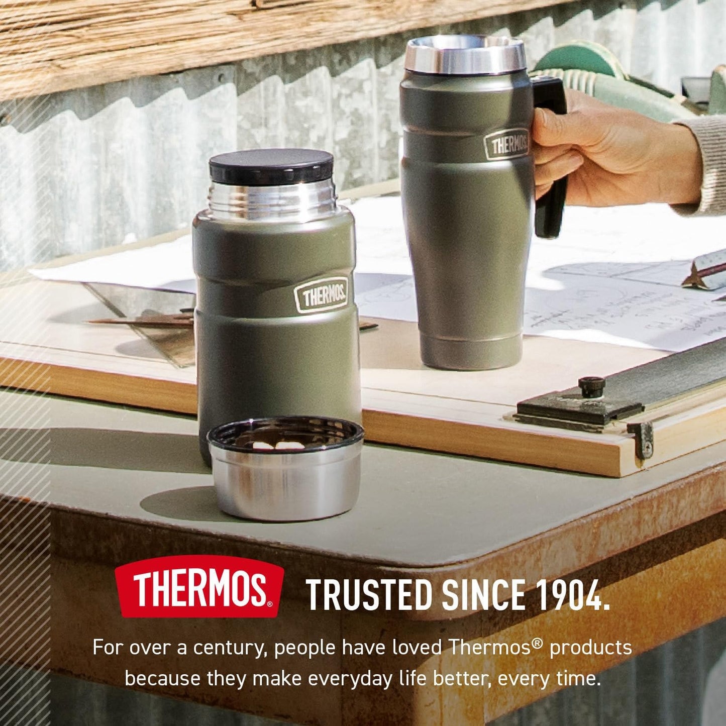 THERMOS Stainless King Vacuum-Insulated Food Jar - 24 Ounce Capacity, Matte Steel Finish