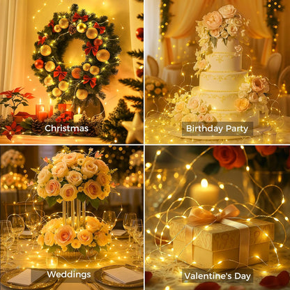 Skiennix Fairy Lights - 24 Pack Battery Operated Mini String Lights | 7ft Warm White Twinkle Lights for Weddings & Parties