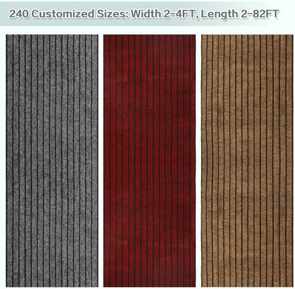 Skiennix Custom Size Runner Rug - Non-Slip Rubber Backing | Gray with Black Stripe, 2 ft x 6 ft for Hallway & Kitchen