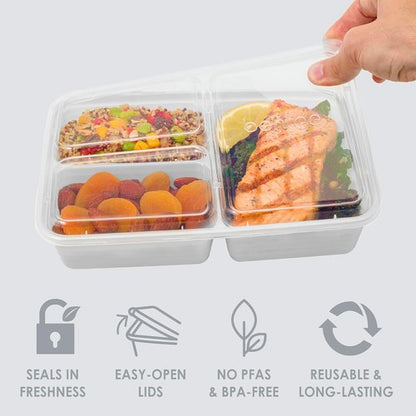 Bentgo Prep - 20-Piece Reusable Meal Prep Containers | Durable, BPA-Free, Microwave & Dishwasher Safe (Silver)