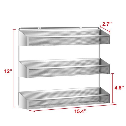 Auledio 2 Pack Spice Rack Organizer, 3 Tier Counter-top Stand or Wall Mounted Storage Rack Hanging Shelf for Kitchen Cabinet, Cupboard, Pantry Door or Bathroom Shower Cosmetic - Chrome