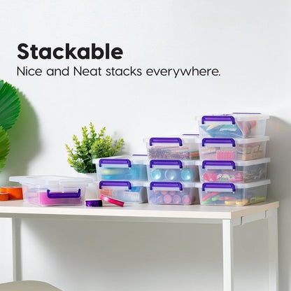 IRIS USA Craft Storage Container Bins - 3 Qt. Clear Organizer Totes with Lids | 10 Pack, Stackable Design