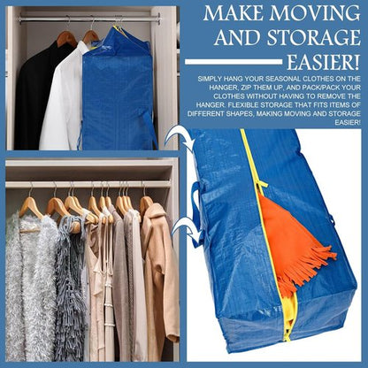4 Pack Extra Large Moving Bags - Heavy Duty Storage Totes with Backpack Straps & Strong Zippers | Space-Saving Blue