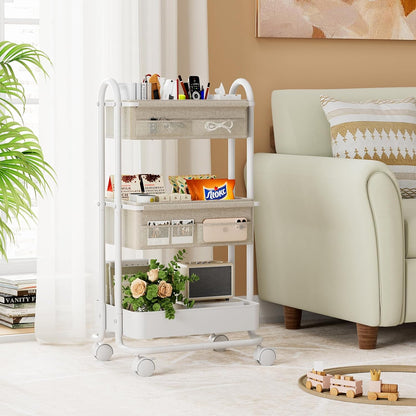 Modanais Baby Diaper Caddy Organizer Cart - 3-Tier Rolling Storage with Detachable Dividers | Off White