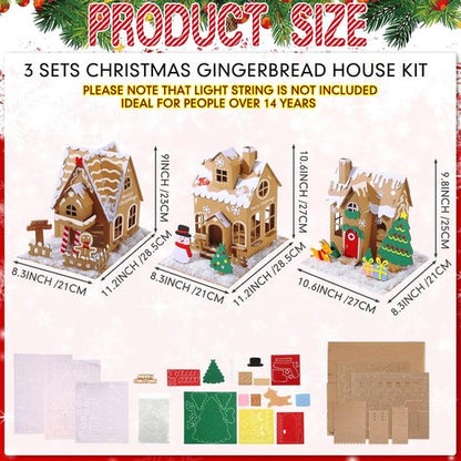 Lineshading Christmas Gingerbread House Kit - 3D Unfinished Cardboard Craft for Holiday Fun