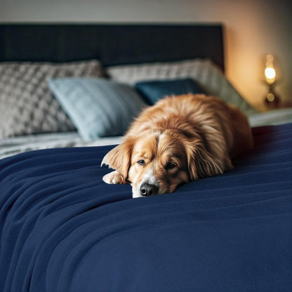 Utopia Bedding Knit Blanket - Soft Lightweight Jersey Queen Size (90x90 Inches) in Navy | Breathable Comfort for Bed & Couch