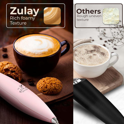 Zulay Kitchen Tornado Triple Whisk Milk Frother - Handheld Foam Maker for Coffee & Lattes | Includes 4 Duracell Batteries