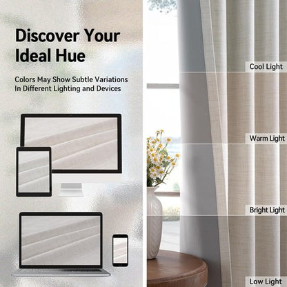100% Blackout Shield Blackout Curtains for Bedroom, Beige Grommet Curtains for Living Room, Thermal Insulated Room Darkening Drapes for Nursery, Boho Home Decor, 50" W x 84" L, 2 Panels