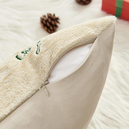 MIULEE 20x20 Inch Christmas Pillow Covers Set of 2 — Beige & Green with Tree & Reindeer Pattern (Variation: Beige and Green+20" x 20" (Pack of 2))