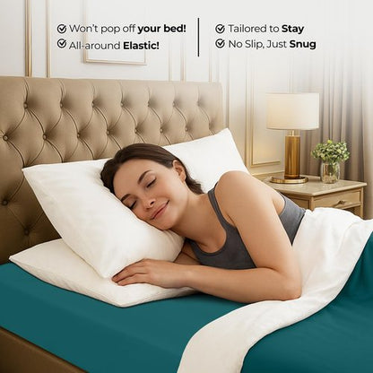 Utopia Bedding King Fitted Sheet - Bottom Sheet - Deep Pocket - Soft Microfiber - Shrinkage and Fade Resistant - Easy Care -1 Fitted Sheet Only (Teal)