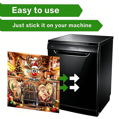 New Christmas Reindeer Dishwasher Door Sticker - Waterproof Vinyl Decal (Variation: New+Christmas Reindeer)