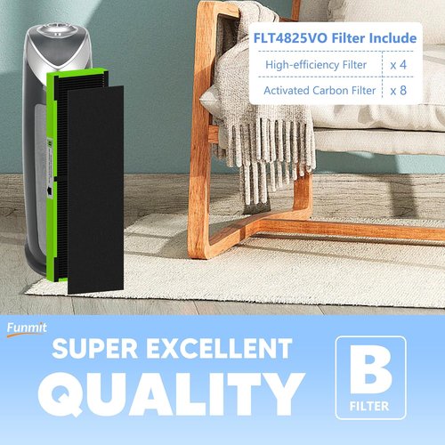 FLT4825VO Filter B - Toxin Absorber Replacement for G-Guardian AC4825, AC4300, AC4900 | 4 High Efficiency Filters + 8 Activated Carbon Pre-Filters, Green