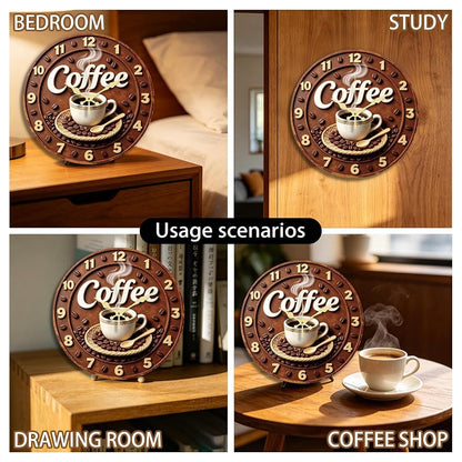 Variation of THIS listing: Coffee Pattern Coffee Wall Clock 14 Inch MDF with Golden Hands