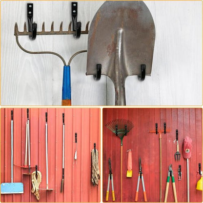 KURUI Heavy Duty Garage Hooks - 6Pcs 3.5" & 4Pcs 8" Ladder Hooks for Tools & Cables | Black Wall Mount