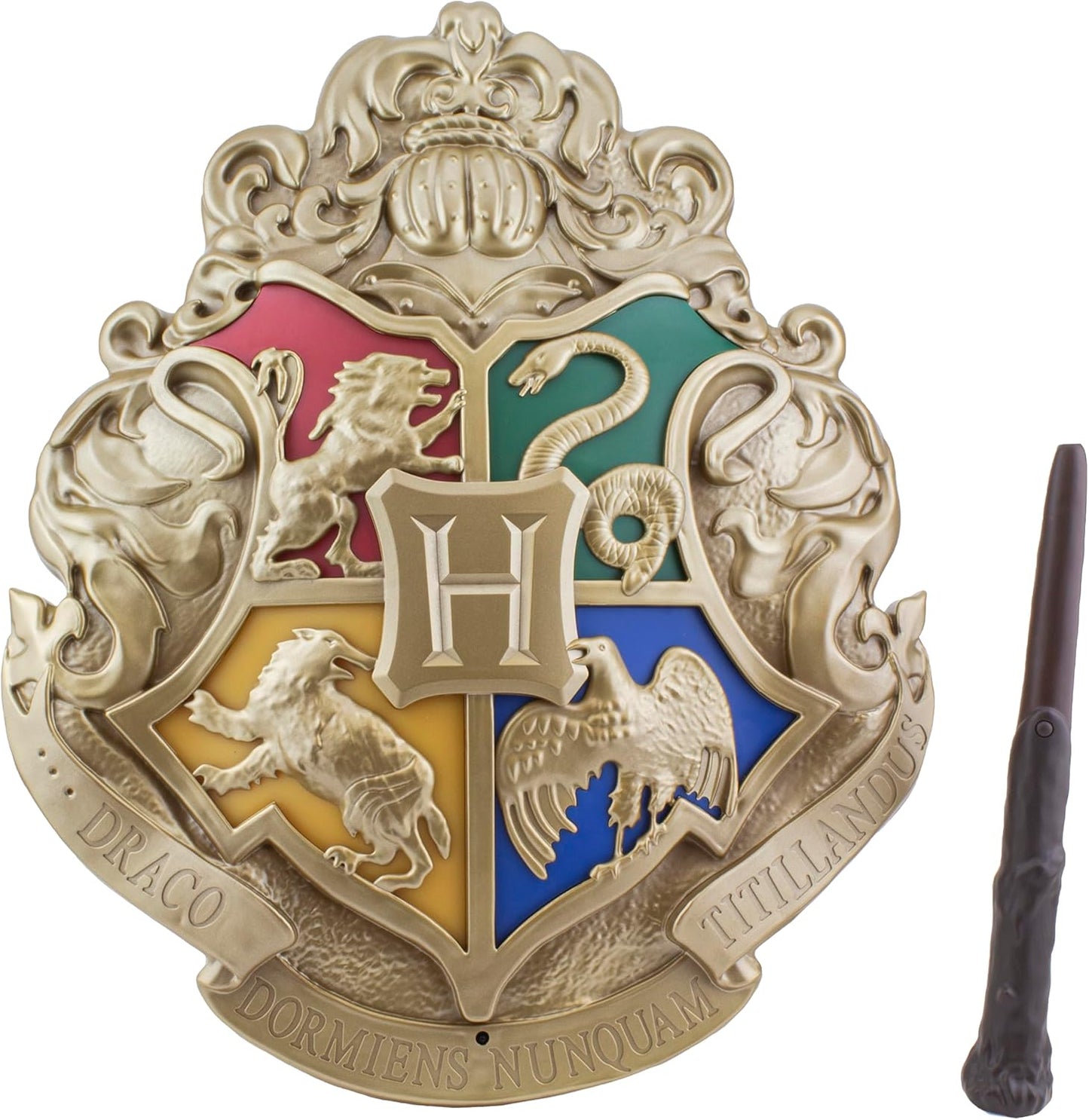 Paladone - Harry Potter Hogwarts Crest Lamp - Interactive Wand Control, Black Design