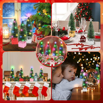 4Pcs Mini Christmas Tree with Lights 7.1" Tabletop LED Christmas Decor – 4 Pack (Variation: 4)