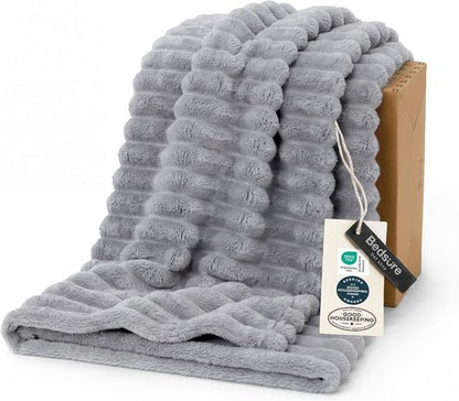 Bedsure GentleSoft Twin Blanket - Cozy Light Grey Fleece Throw for Women & Girls, 60x80 Inches