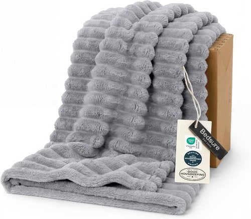 Bedsure GentleSoft Twin XL Blanket - Cozy Light Grey Throw for Women & Girls, 66x90 Inches
