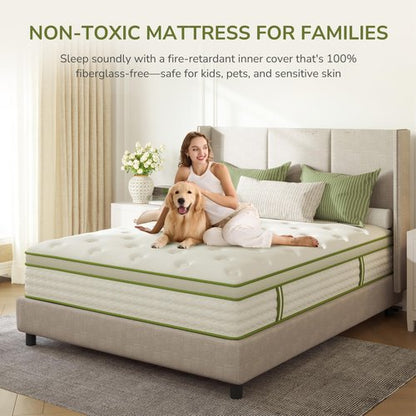 Emerspring Queen Mattress 12 Inch Hybrid Memory Foam Mattress in a Box with Individual Pocket Innerspring for Motion Isolation & Pressure Relief, Edge Support, Medium Firm