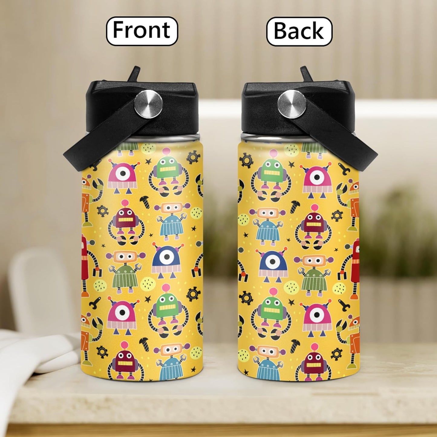 Skiennix Kids Water Bottle - Insulated 12oz Stainless Steel Tumbler with Straw | Perfect for School & Travel